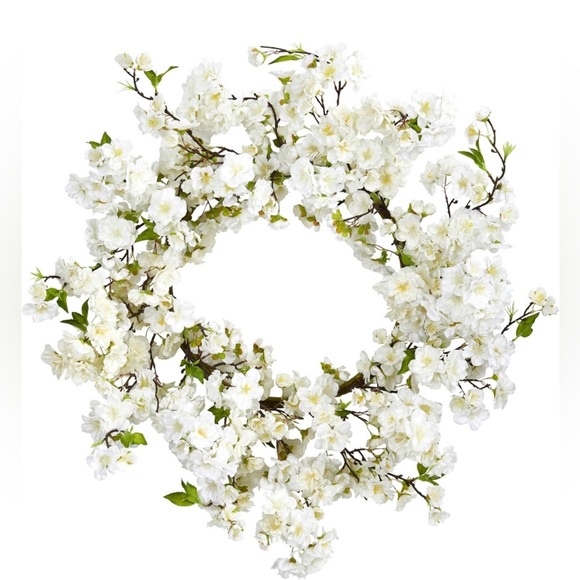 Cherry Blossom Wreath 30” White New - Picture 1 of 8